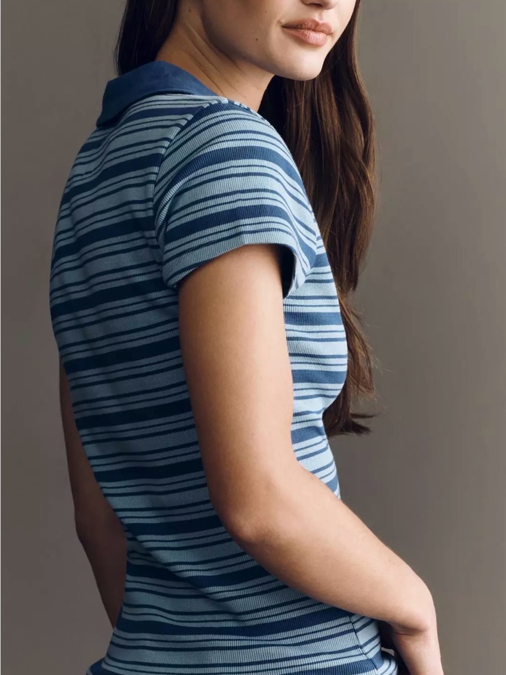 Anthropologie Maeve Short Sleeve Collared Henley Top- M - Picture 3 of 7
